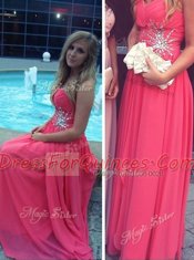 Luxury Beading Homecoming Dress Hot Pink Backless Sleeveless Floor Length