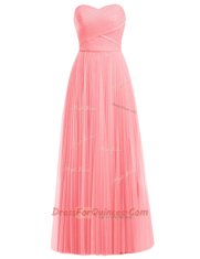 Fabulous Ruffles Prom Party Dress Watermelon Red and Rose Pink Zipper Sleeveless Floor Length