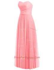Fabulous Ruffles Prom Party Dress Watermelon Red and Rose Pink Zipper Sleeveless Floor Length