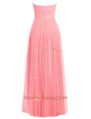 Fabulous Ruffles Prom Party Dress Watermelon Red and Rose Pink Zipper Sleeveless Floor Length