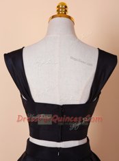 Tea Length Black Dress for Prom Straps Sleeveless Zipper