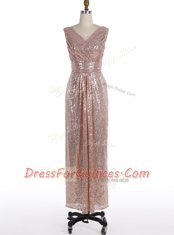 Designer Sequined Sleeveless Floor Length Prom Dress and Sequins