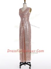 Designer Sequined Sleeveless Floor Length Prom Dress and Sequins