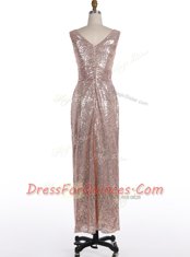Designer Sequined Sleeveless Floor Length Prom Dress and Sequins