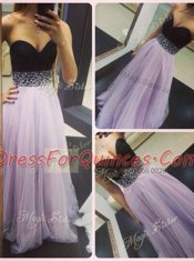 Discount Sweetheart Sleeveless Tulle Prom Dresses Beading Zipper