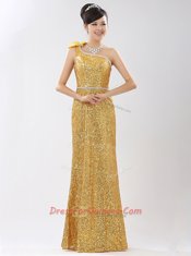 One Shoulder Sleeveless Sequined Homecoming Dress Sequins Zipper