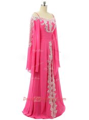 Long Sleeves Sweep Train Zipper Lace and Sequins