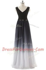 Black Sleeveless Chiffon Lace Up Prom Dress for Prom