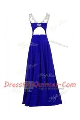 Royal Blue Bateau Zipper Beading Homecoming Dress Sleeveless