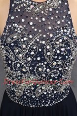 Black Backless Scoop Beading Prom Gown Chiffon Sleeveless