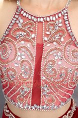 Spectacular Burgundy Scoop Neckline Beading and Appliques Prom Evening Gown Sleeveless Criss Cross