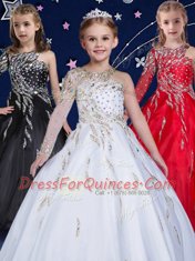 Black Little Girl Pageant Gowns Quinceanera and Wedding Party and For with Beading and Ruffles Asymmetric Sleeveless Zipper