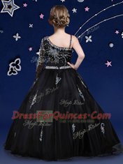 Asymmetric Sleeveless Zipper Flower Girl Dresses Black Organza