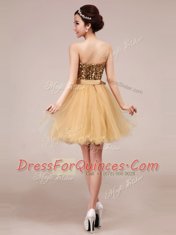 Custom Design Beading and Sashes ribbons Prom Gown Champagne Zipper Sleeveless Knee Length