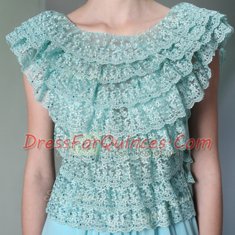 Gorgeous Scoop Aqua Blue Side Zipper Prom Evening Gown Lace Cap Sleeves Floor Length