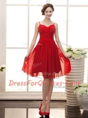 Sleeveless Ruching Zipper Prom Party Dress