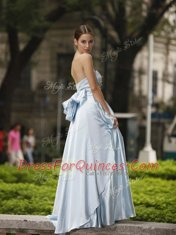 Charming Chiffon Strapless Sleeveless Side Zipper Appliques and Bowknot Prom Dress in Silver