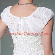 Cute Scoop White Sleeveless Floor Length Lace Zipper Homecoming Dress