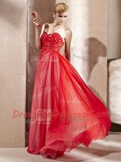 Sweetheart Sleeveless Side Zipper Evening Dress Coral Red Chiffon