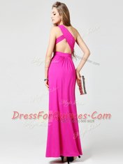 One Shoulder Sleeveless Beading Criss Cross Prom Party Dress