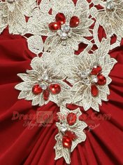 Red V-neck Neckline Beading and Appliques Homecoming Dress Sleeveless Zipper