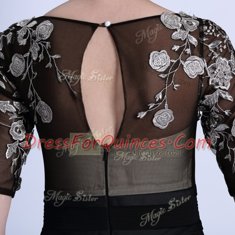 Fantastic Scoop Half Sleeves Zipper Floor Length Beading and Appliques Evening Dress