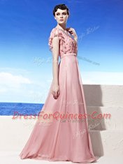 Simple One Shoulder Sleeveless Beading Side Zipper Prom Gown