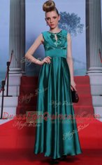 Teal Evening Dress Prom and Party and For with Belt Scoop Sleeveless Side Zipper