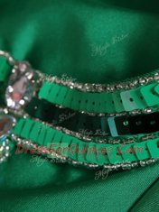 Charming Green V-neck Criss Cross Beading Homecoming Dress Sleeveless