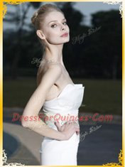 Mermaid White Satin Zipper Sweetheart Sleeveless High Low Prom Gown Lace