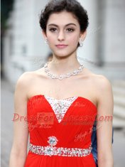Enchanting Coral Red Homecoming Dress Prom and Party and For with Beading Strapless Sleeveless Zipper
