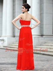 Enchanting Coral Red Homecoming Dress Prom and Party and For with Beading Strapless Sleeveless Zipper