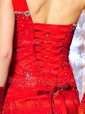 Sleeveless Lace Up Floor Length Beading and Ruching Prom Dresses