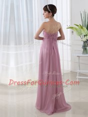 Eye-catching Lilac Strapless Neckline Hand Made Flower Dress for Prom Sleeveless Zipper