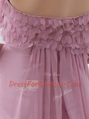 Eye-catching Lilac Strapless Neckline Hand Made Flower Dress for Prom Sleeveless Zipper