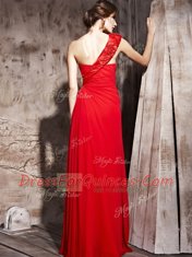 Red Sweetheart Side Zipper Beading Prom Evening Gown Sleeveless