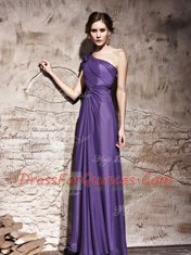 Amazing One Shoulder Purple Cap Sleeves Chiffon Side Zipper Prom Dresses for Prom and Party
