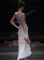 Silver Column/Sheath Sweetheart Sleeveless Chiffon Floor Length Side Zipper Ruching Prom Gown
