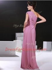 Lilac One Shoulder Neckline Ruching Prom Dresses Sleeveless Criss Cross