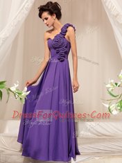 One Shoulder Sleeveless Hand Made Flower Side Zipper Prom Gown