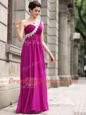 New Style One Shoulder Sleeveless Chiffon Prom Gown Beading Zipper
