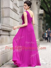 New Style One Shoulder Sleeveless Chiffon Prom Gown Beading Zipper