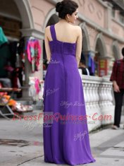 Purple Dress for Prom Prom and Party and For with Beading One Shoulder Sleeveless Zipper