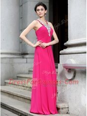 Hot Sale Chiffon Sleeveless Floor Length Prom Party Dress and Beading and Ruching
