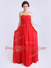 Red Sweetheart Neckline Ruching Dress for Prom Sleeveless Zipper