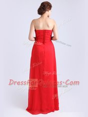 Red Sweetheart Neckline Ruching Dress for Prom Sleeveless Zipper