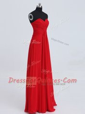 Red Sweetheart Neckline Ruching Dress for Prom Sleeveless Zipper