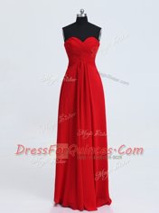 Red Sweetheart Neckline Ruching Dress for Prom Sleeveless Zipper