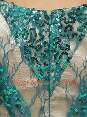 Teal Tulle Zipper Scoop Sleeveless Floor Length Beading and Sequins