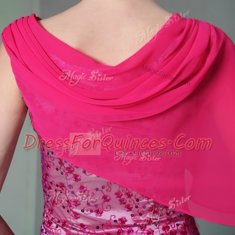 Mermaid Scoop Sleeveless Tulle Floor Length Zipper in Hot Pink with Beading